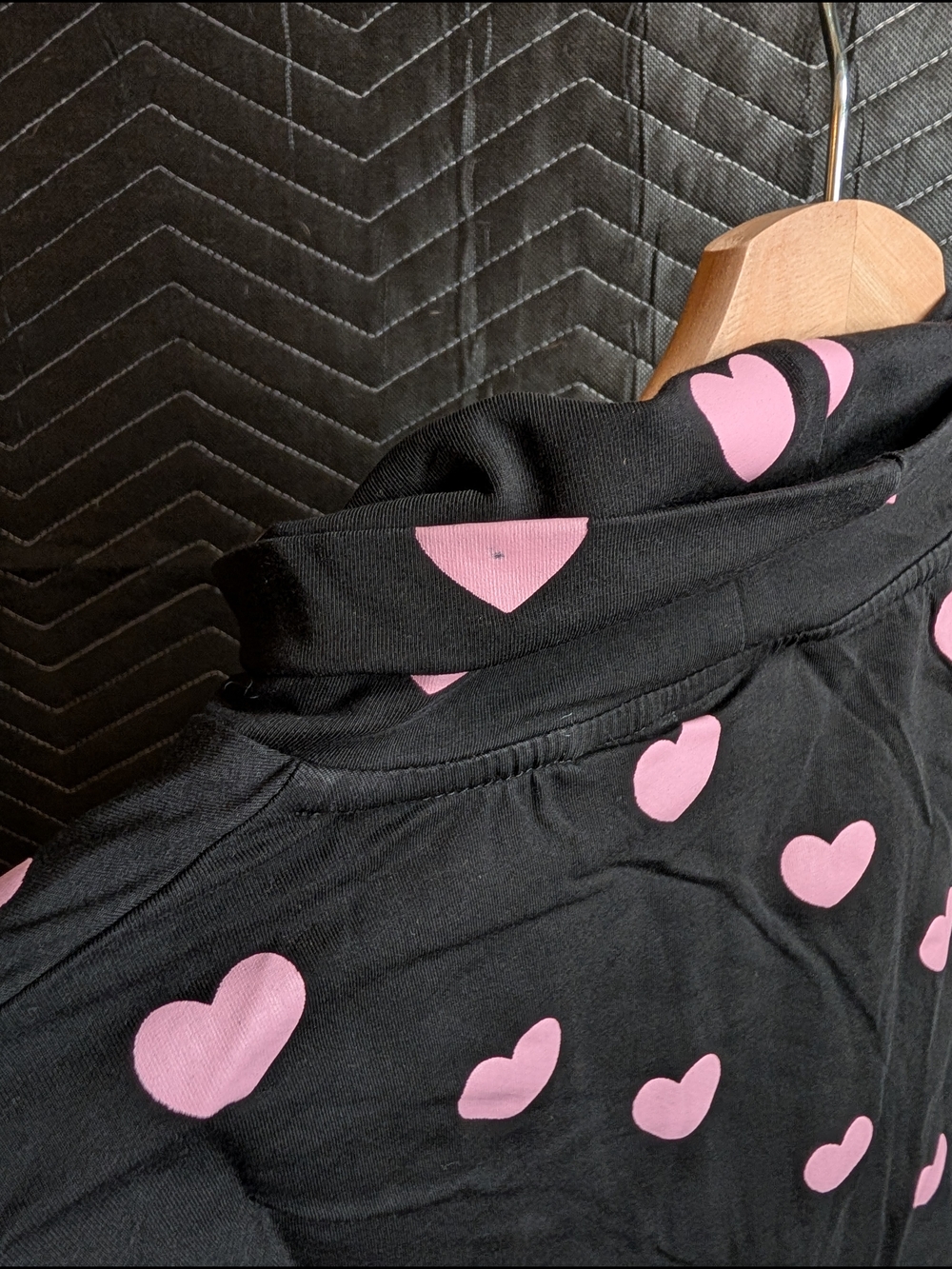 Lazy Oaf Black Turtleneck with Pink Heart Print - Picture 4 of 4